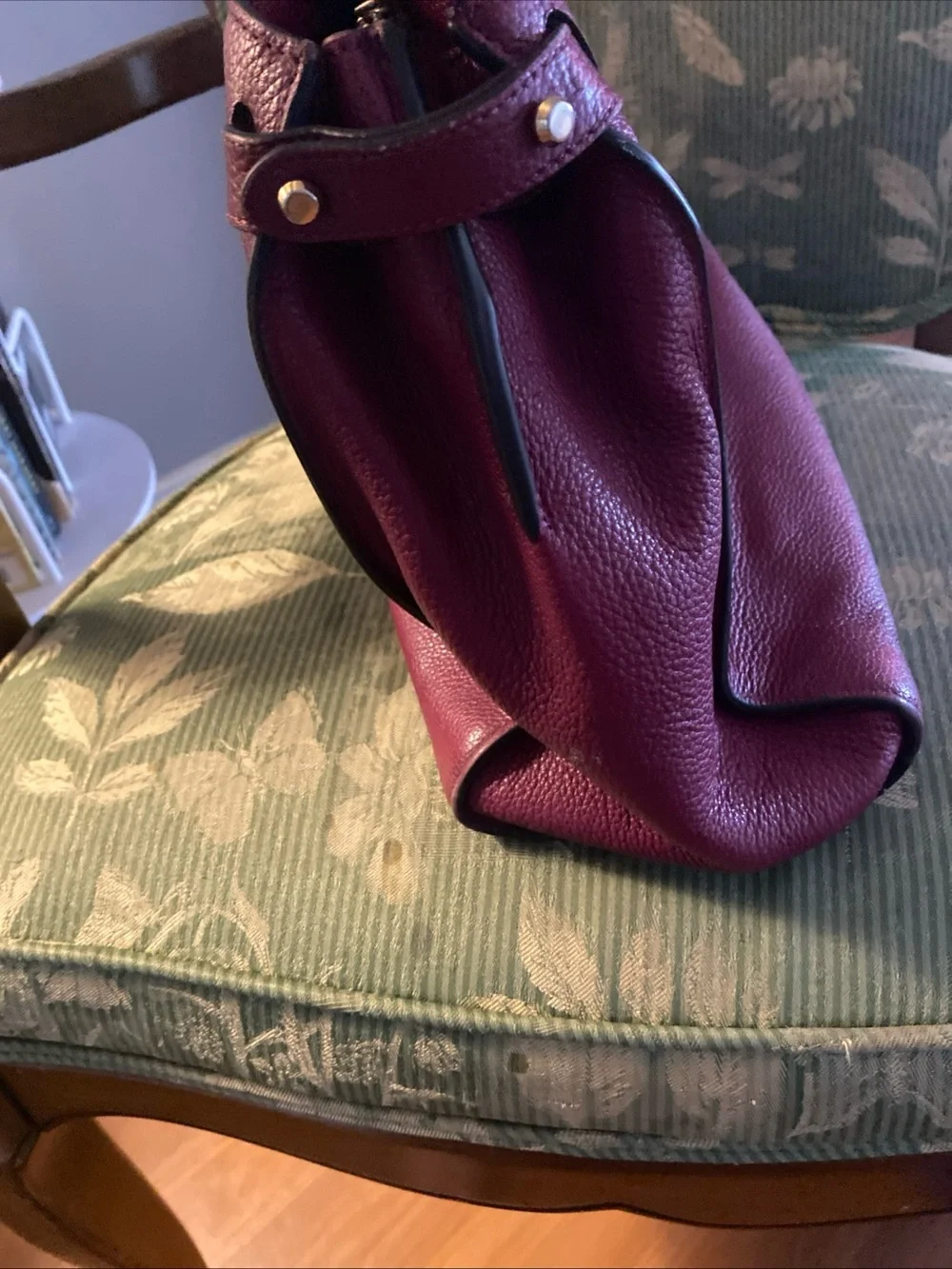 Furla Burgundy Leather Top-Handle Tote